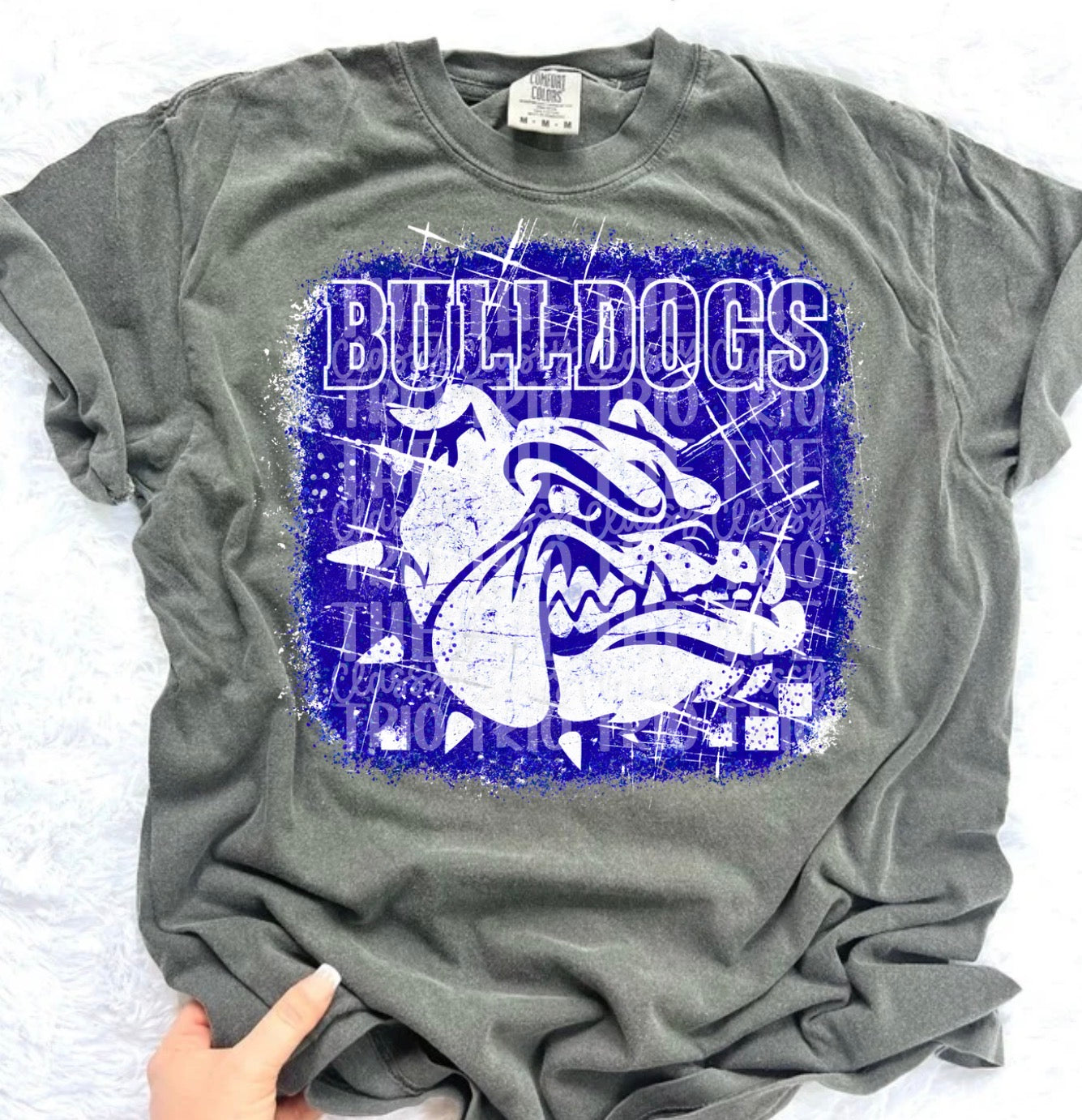 Blue Bulldogs Grudge | Digital Design | PNG | Original Designer Retro Shirt Design Trend | Vintage Chalk Distressed | School Mascot