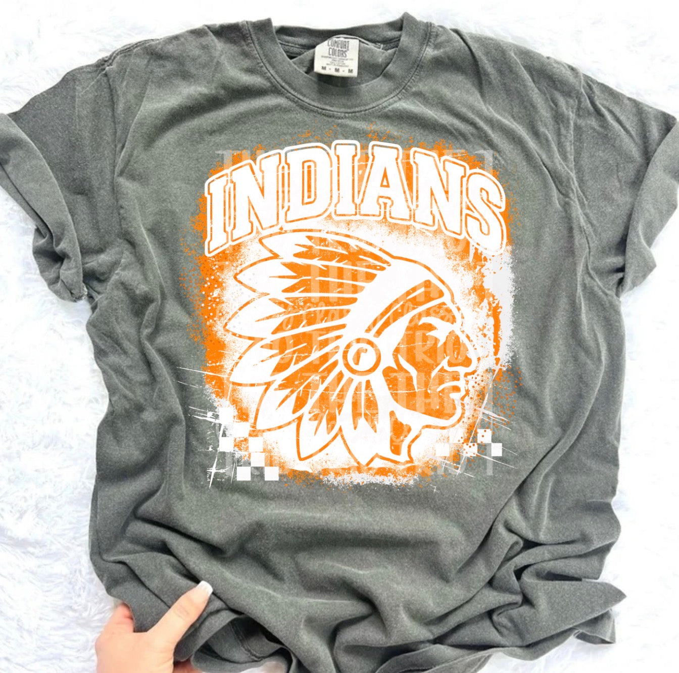 Indians Grudge | Digital Design | PNG | Original Designer | Orange | Retro | Shirt Design | Trend | Vintage Chalk Distressed | School Mascot