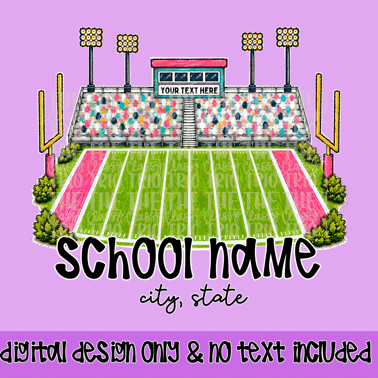 Pink Pastel Football Field Design School Shirt PNG | Teacher, School Spirit Digital, Trendy, Friday Night Lights