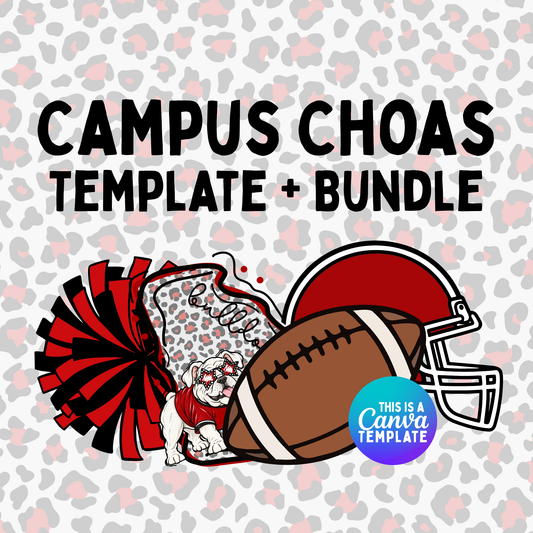 Campus Chaos Canva Template + Bundle | Editable Team Shirt Design | Custom Sports Mascot Template | Sublimation & DTF Design