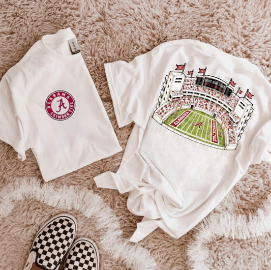 Crimson & White Football Stadium PNG | Gameday Clipart | Sports Stadium Illustration | Digital Download | Shirt Design PNG | Boutique Graphic