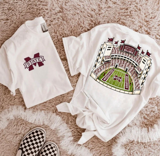 Maroon & Gray White Football Stadium PNG | Gameday Clipart | Sports Stadium Illustration | Digital Download | Shirt Design PNG | Boutique Graphic