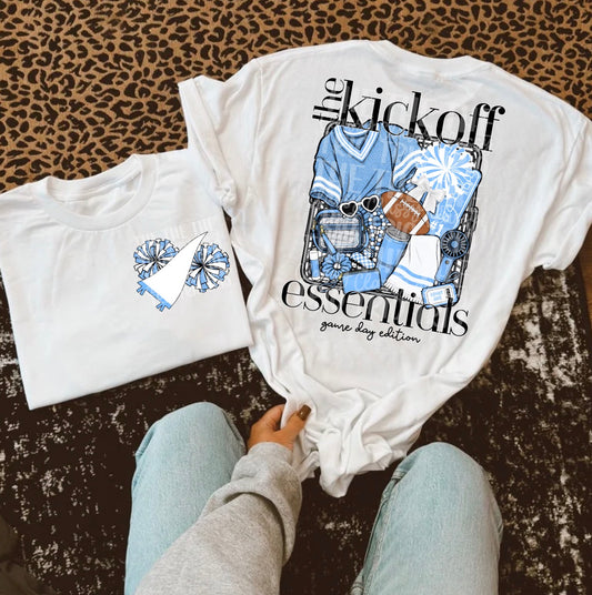 Kickoff Essentials Light Blue, School Spirit Wear, PNG Digital Design, Cheerleading Football (Digital Only)