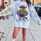 Longhorn Mascot PNG | Team Spirit Sublimation DTF Design, Blue Gold White Cheerleading, School Spirit Wear Trending (Digital File)