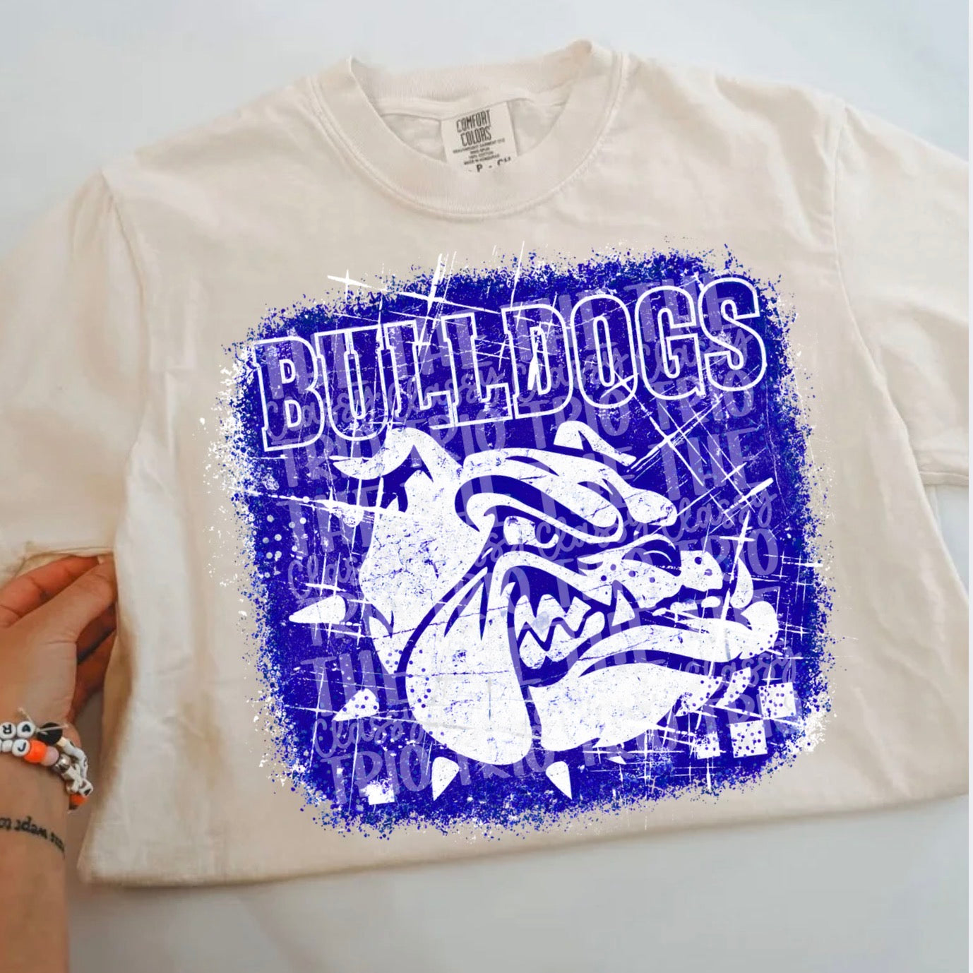 Blue Bulldogs Grudge | Digital Design | PNG | Original Designer Retro Shirt Design Trend | Vintage Chalk Distressed | School Mascot