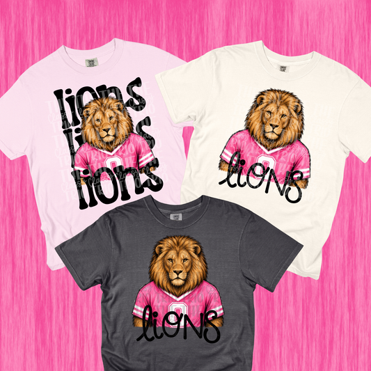Pink Lions Simple and Stack PNG | Preppy Design School Shirt PNG | Teacher | School Spirit Digital | Trendy