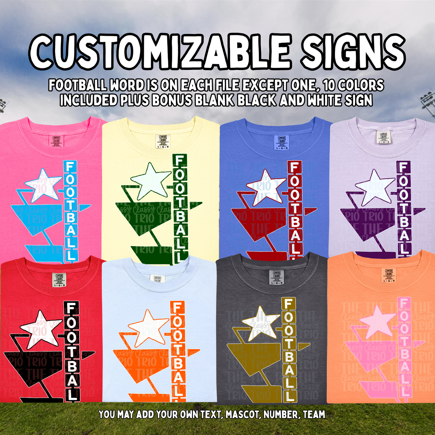Customizable Football Sign Bundle PNG | Gameday Clipart | Sports Stadium Illustration | Digital Download | Shirt Design PNG | Boutique Graphic