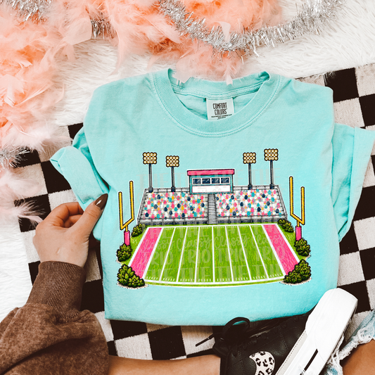 Pink Pastel Football Field Design School Shirt PNG | Teacher, School Spirit Digital, Trendy, Friday Night Lights