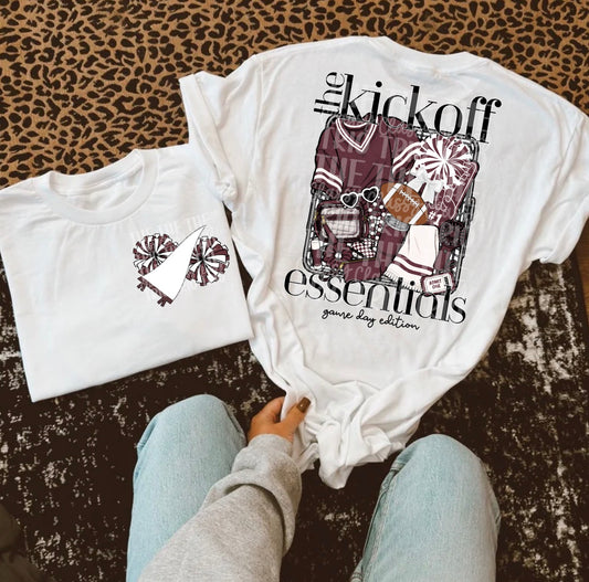 Kickoff Essentials Maroon, School Spirit Wear, PNG Digital Design, Cheerleading Football (Digital Only)