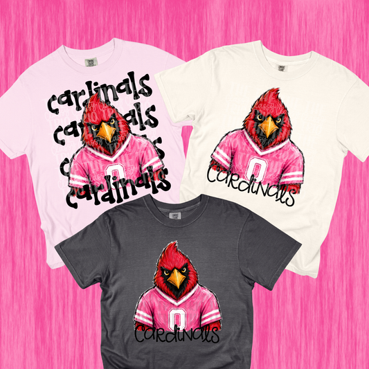 Pink Cardinals Simple and Stack PNG | Preppy Design School Shirt PNG | Teacher | School Spirit Digital | Trendy