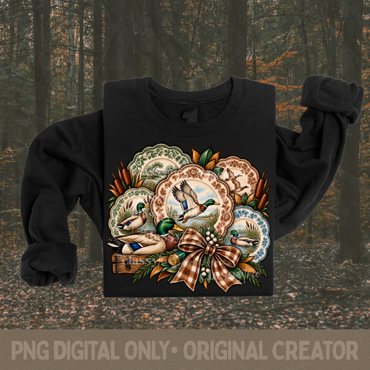 Mallard Duck PNG, Vintage Duck Hunting Design, Southern Hunting Plate Collage, Sublimation, Agriculture, Shirt Design, Country Digital