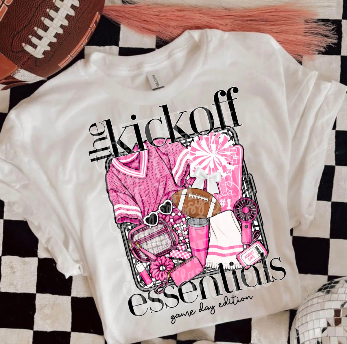 Kickoff Essentials Pink, School Spirit Wear, PNG Digital Design, Cheerleading Football (Digital Only)