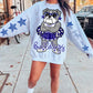 Bulldogs Mascot PNG | Team Spirit Sublimation Design, Blue White Cheerleading, School Spirit Wear (Digital File)