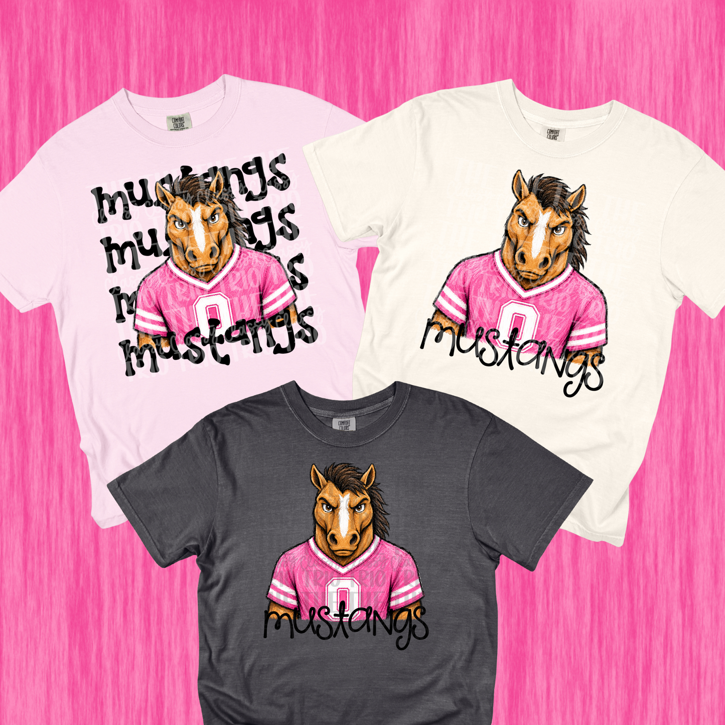 Pink Mustangs Simple and Stack PNG | Preppy Design School Shirt PNG | Teacher | School Spirit Digital | Trendy