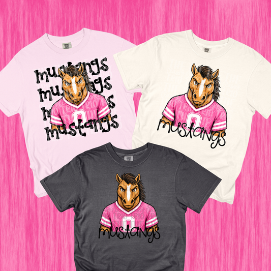 Pink Mustangs Simple and Stack PNG | Preppy Design School Shirt PNG | Teacher | School Spirit Digital | Trendy