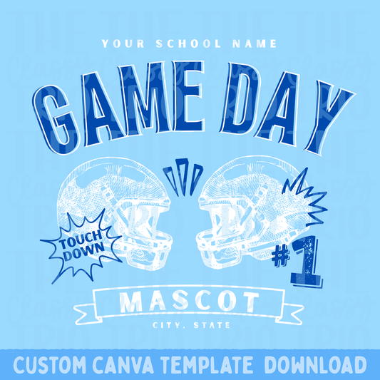 Game Day Football Canva Template | Editable Team Shirt Design | Custom Sports Mascot Template | Sublimation & DTF Design