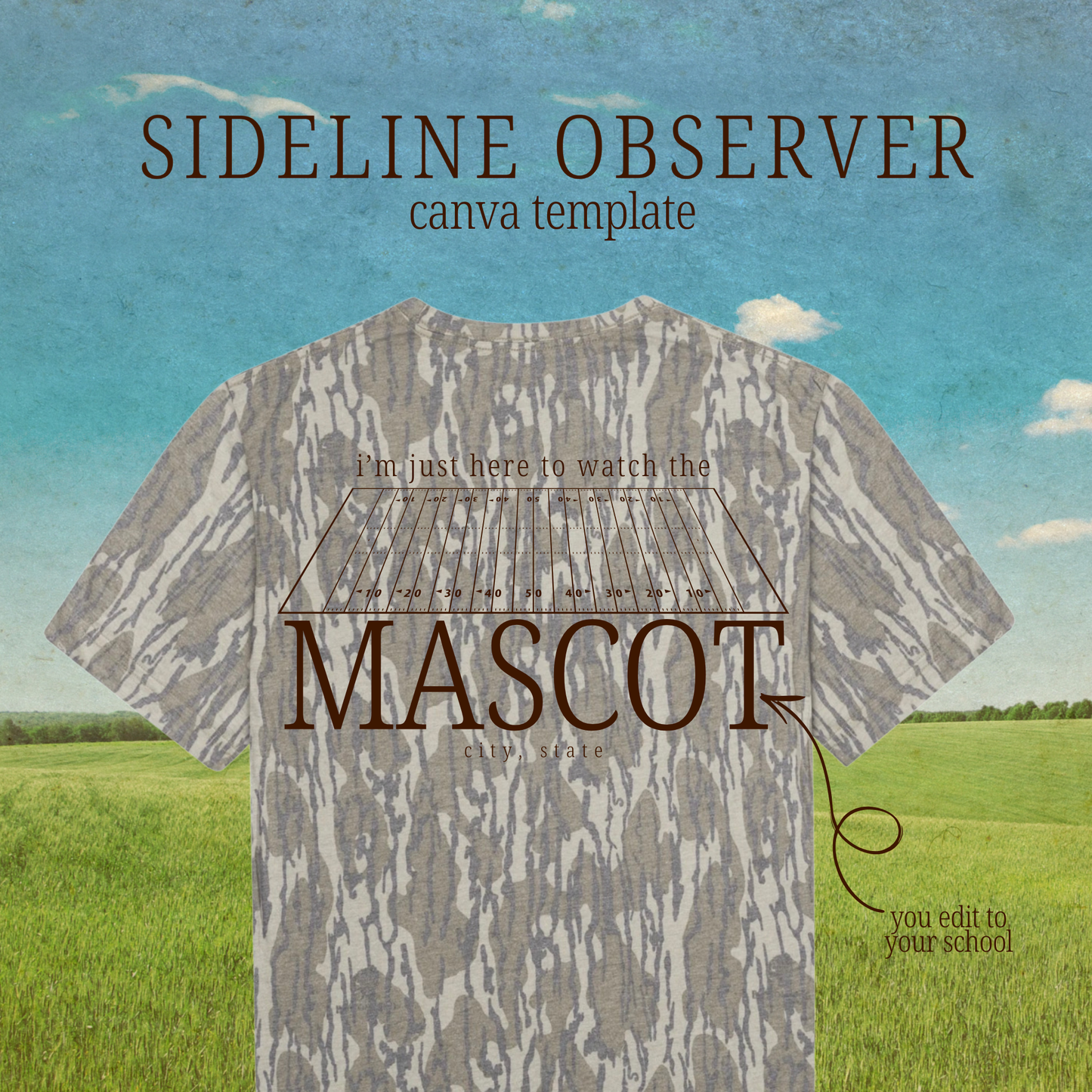 Sideline Observer Canva Template | Editable Team Shirt Design | Custom Sports Mascot Template | Sublimation & DTF Design