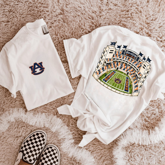 Orange & Navy Football Stadium PNG | Gameday Clipart | Sports Stadium Illustration | Digital Download | Shirt Design PNG | Boutique Graphic