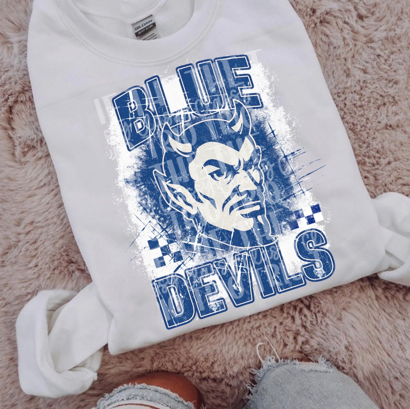 Blue Devils Grudge | Digital Design | PNG | Original Designer Retro Shirt Design | Trend | Vintage Chalk Distressed | School Mascot