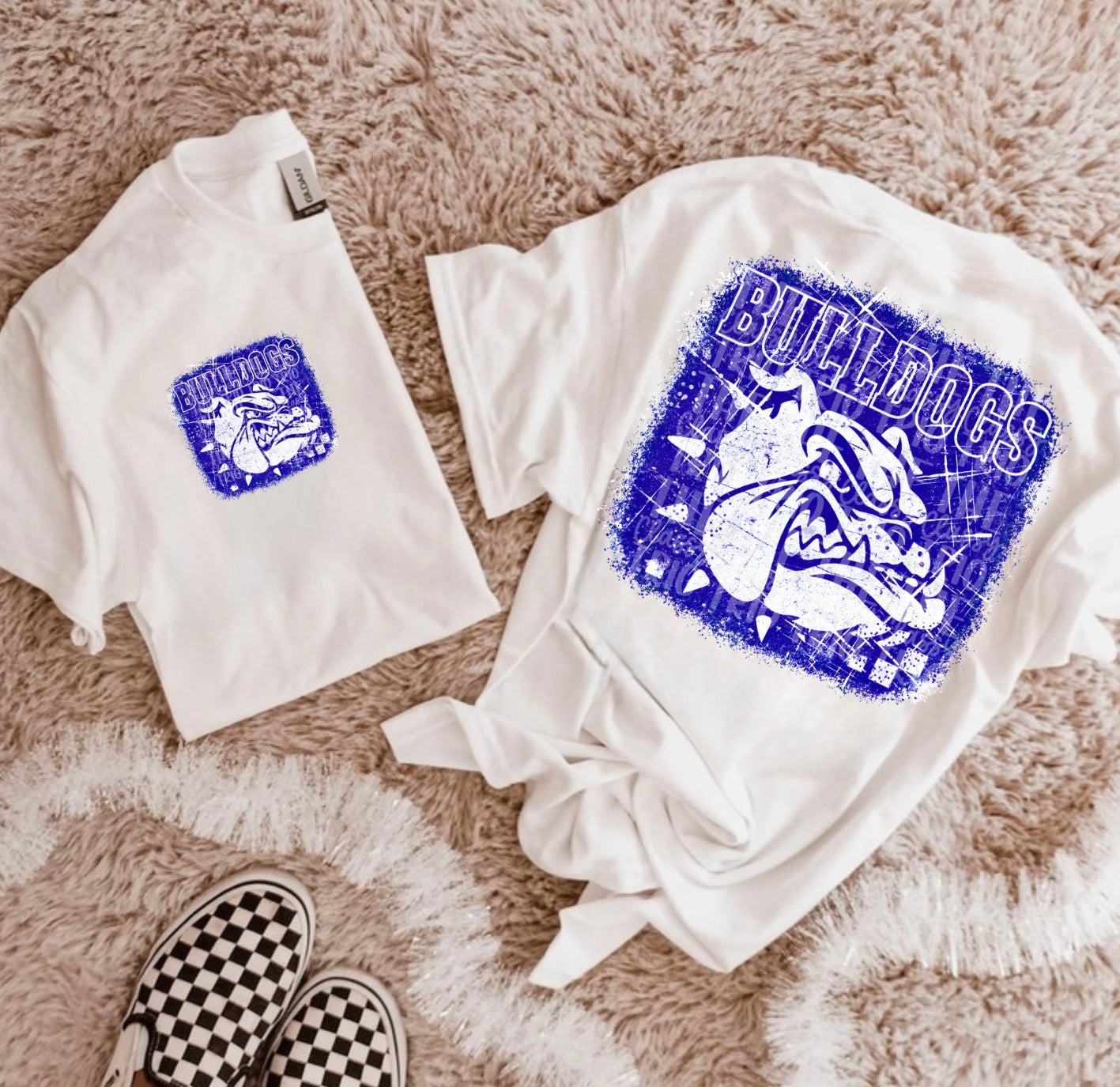 Blue Bulldogs Grudge | Digital Design | PNG | Original Designer Retro Shirt Design Trend | Vintage Chalk Distressed | School Mascot