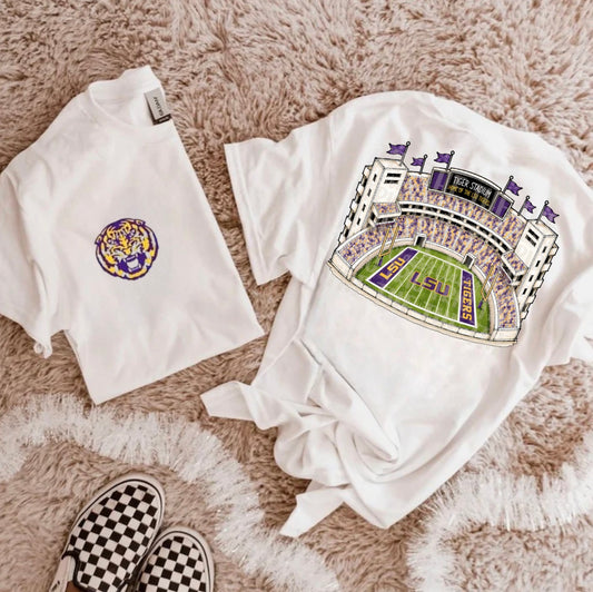 Purple & Gold Yellow Football Stadium PNG | Gameday Clipart | Sports Stadium Illustration | Digital Download | Shirt Design PNG | Boutique Graphic