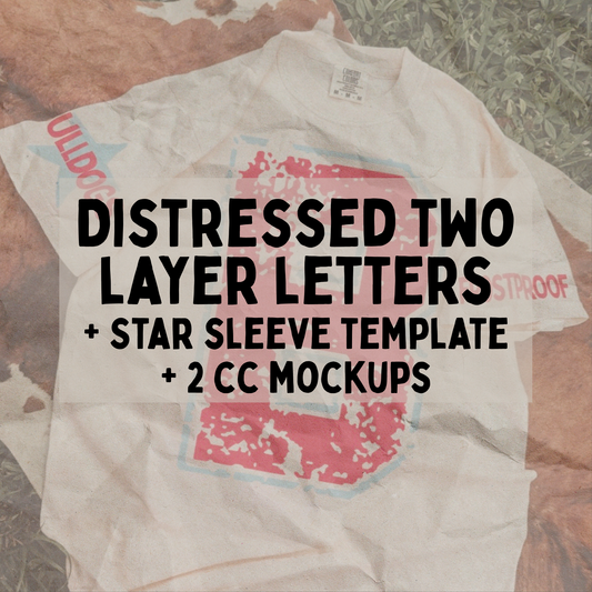 Distressed TWO layer Letters Canva Template | Editable Team Shirt Design | Custom Sports Template | Sublimation & DTF Design