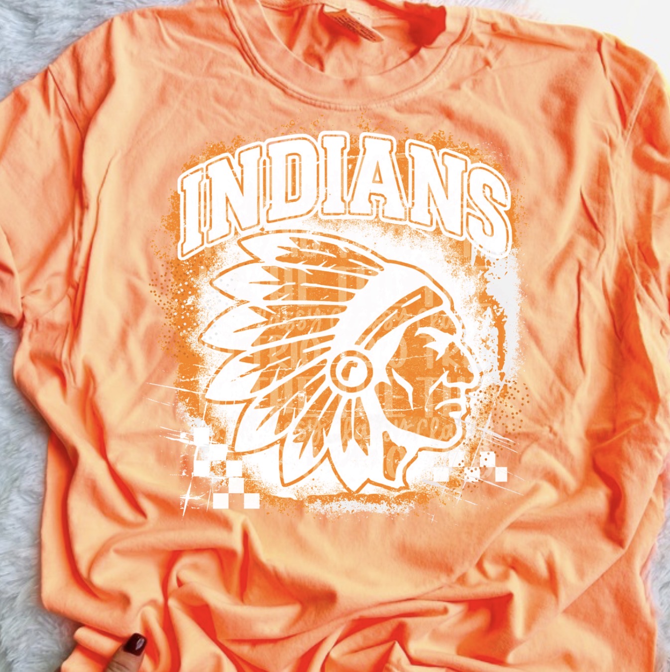 Indians Grudge | Digital Design | PNG | Original Designer | Orange | Retro | Shirt Design | Trend | Vintage Chalk Distressed | School Mascot