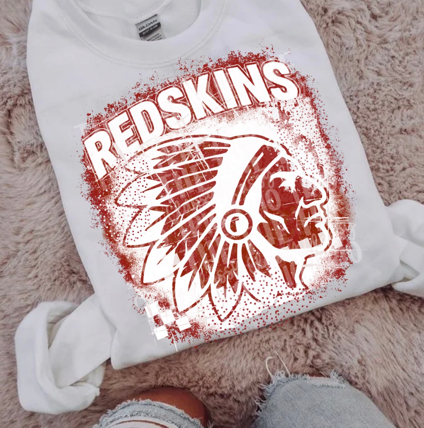 Red Skins Red Grudge | Digital Design | PNG | Original Designer Retro Shirt Design Trend | Vintage Chalk Distressed | School Mascot