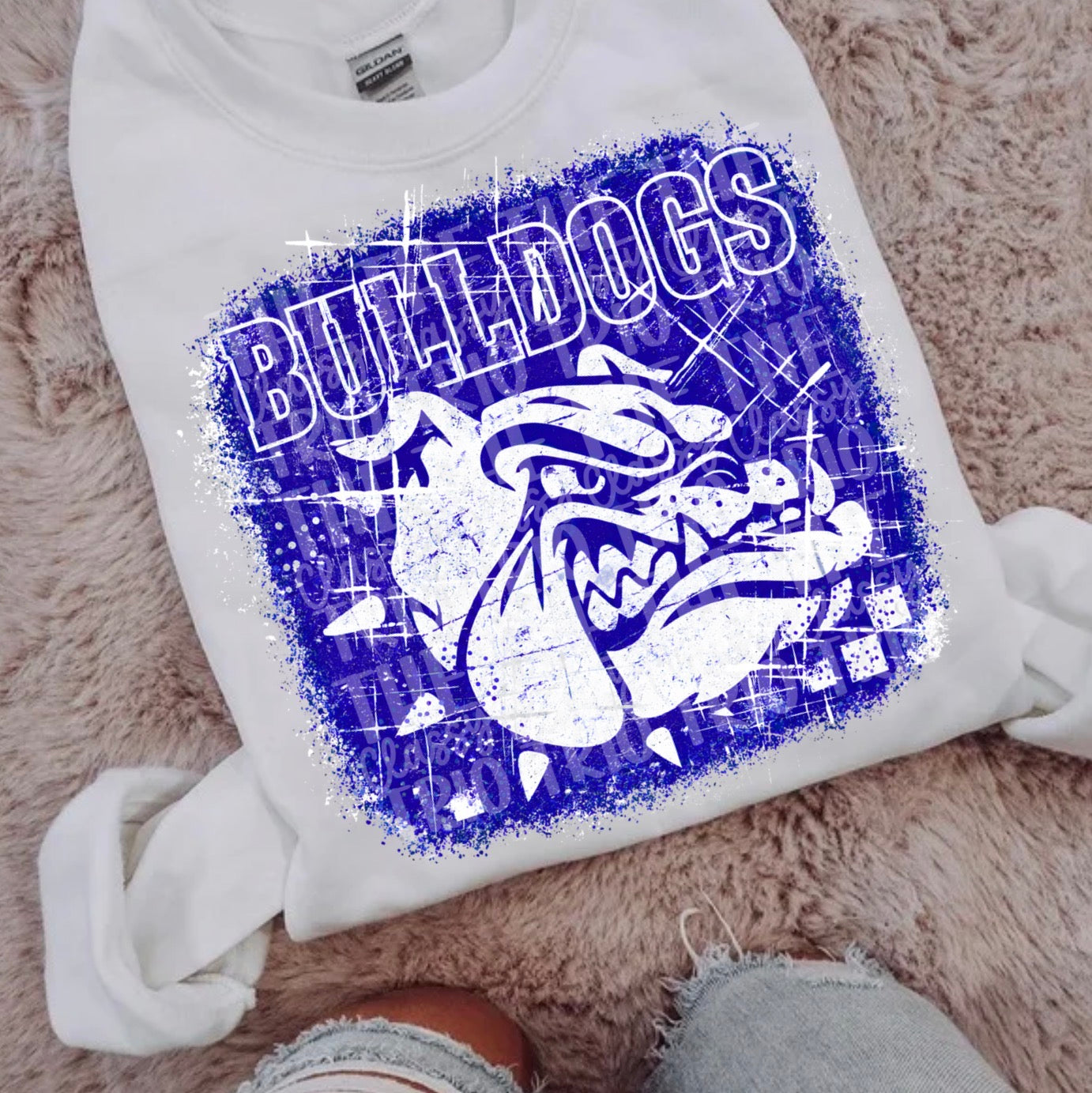 Blue Bulldogs Grudge | Digital Design | PNG | Original Designer Retro Shirt Design Trend | Vintage Chalk Distressed | School Mascot