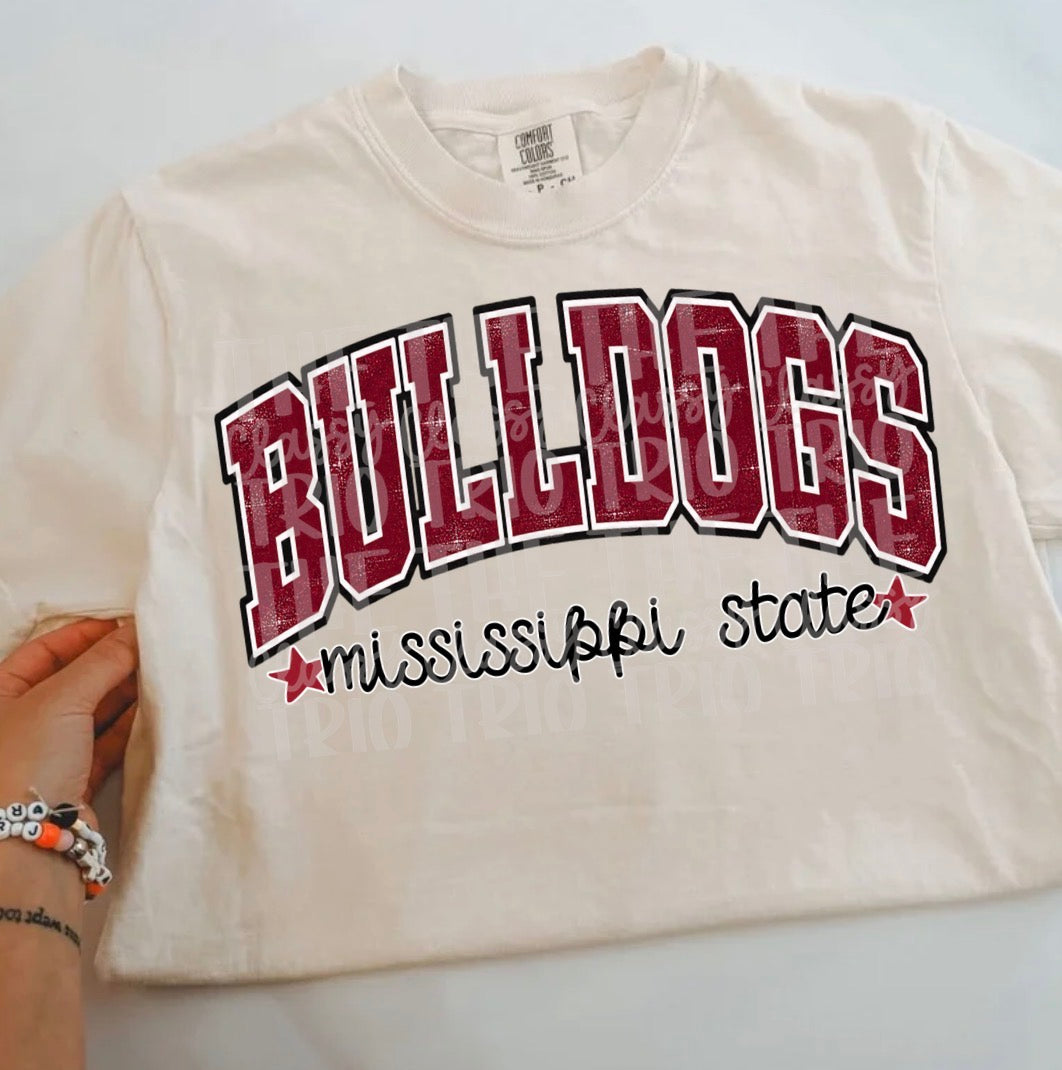 MS Bulldog Distress Varsity Look, School Spirit Wear, PNG Digital Design,, Football (Digital Only)