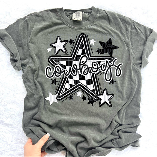 Cowboys Checkered Star Mascot PNG | Sports Mom Coquette Design | Game Day Shirt PNG | Team Spirit Mascot | School Spirit Digital | Trendy