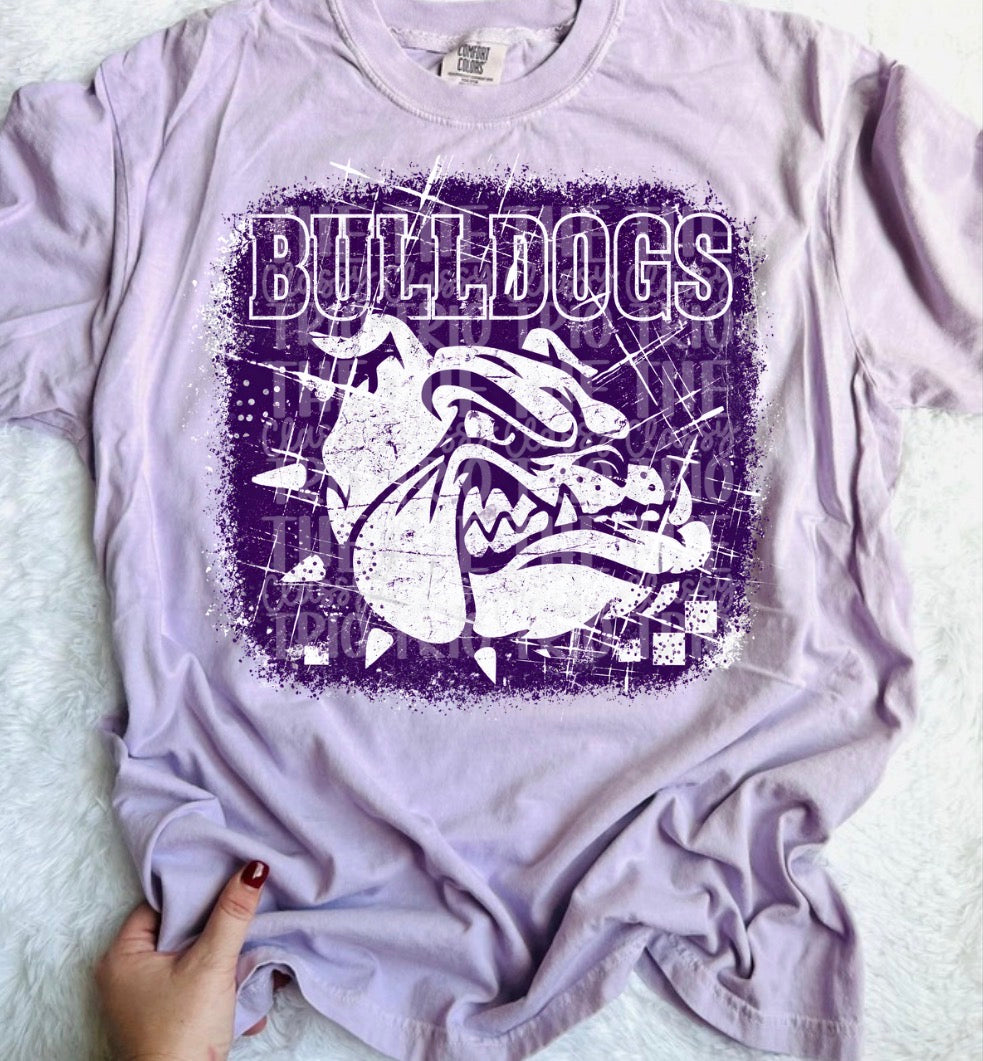 Purple Bulldogs Grudge | Digital Design | PNG | Original Designer Retro Shirt Design Trend | Vintage Chalk Distressed | School Mascot