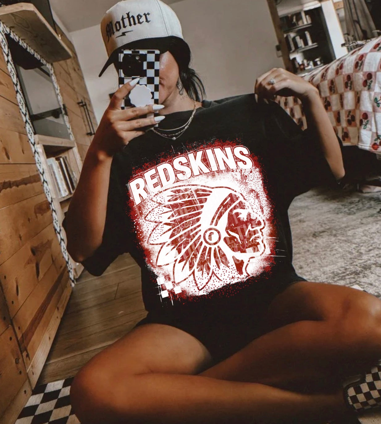Red Skins Red Grudge | Digital Design | PNG | Original Designer Retro Shirt Design Trend | Vintage Chalk Distressed | School Mascot
