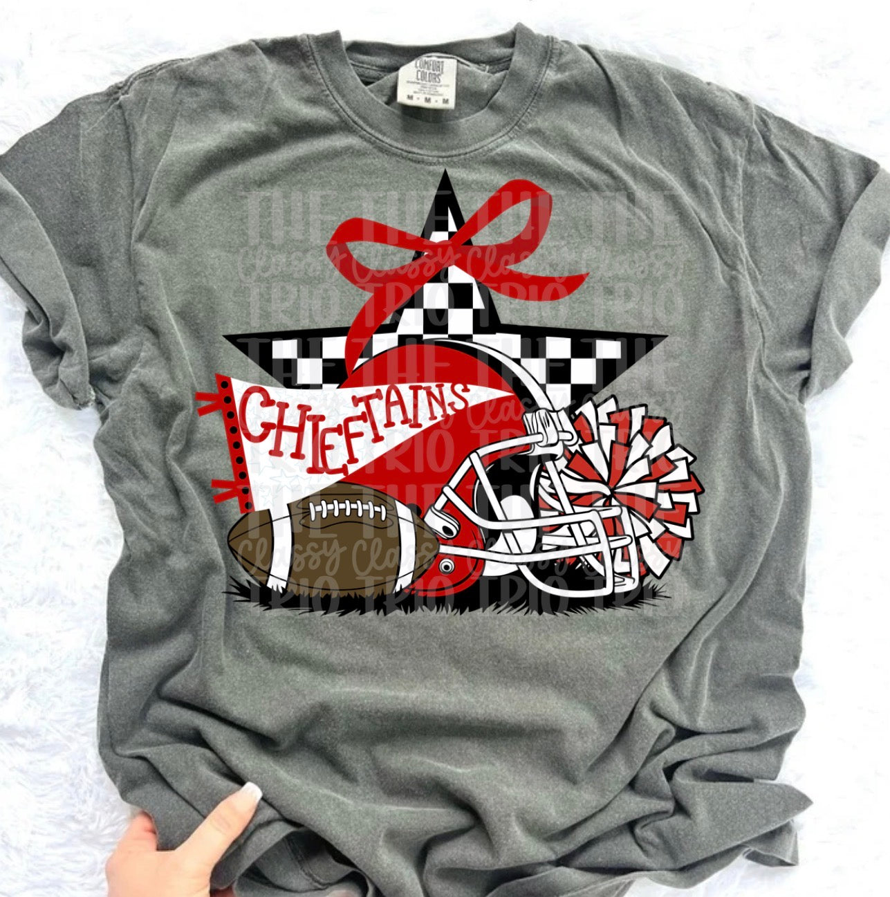 Chieftains Red Checkered Football Helmet PNG | Sports Mom Coquette Design | Game Day Shirt PNG | Team Spirit Mascot | School Spirit Digital | Trendy
