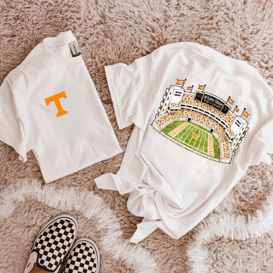 Orange & White Football Stadium PNG | Gameday Clipart | Sports Stadium Illustration | Digital Download | Shirt Design PNG | Boutique Graphic