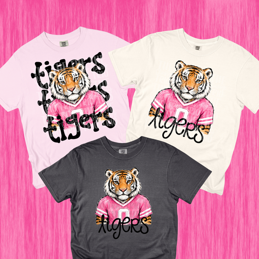 Pink tigers Simple and Stack PNG | Preppy Design School Shirt PNG | Teacher | School Spirit Digital | Trendy