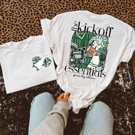 Kickoff Essentials Green, School Spirit Wear, PNG Digital Design, Cheerleading Football (Digital Only)