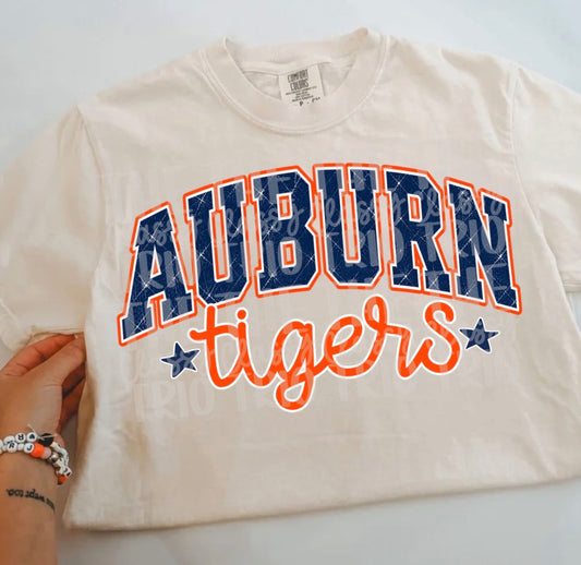Aub Tiger Distress Varsity Look, School Spirit Wear, PNG Digital Design,, Football (Digital Only)