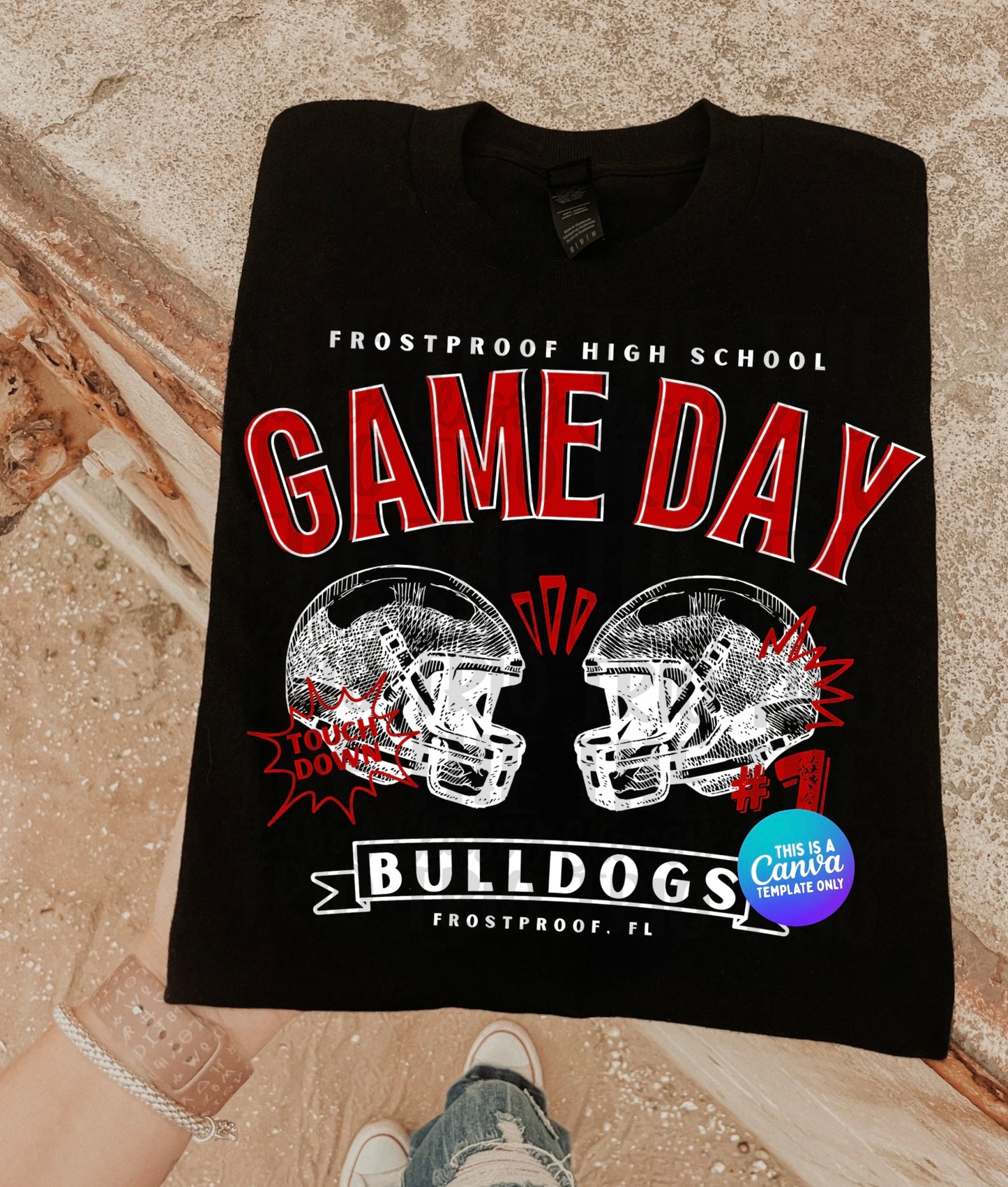 Game Day Football Canva Template | Editable Team Shirt Design | Custom Sports Mascot Template | Sublimation & DTF Design