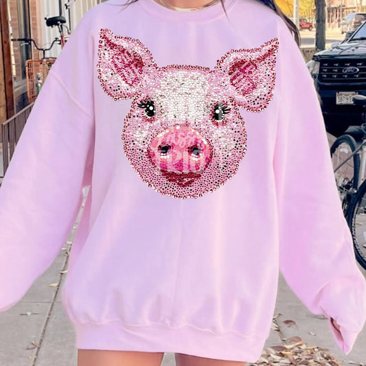Faux Rhinestone Pink Pig Design | PNG, Sublimation (Digital Download)