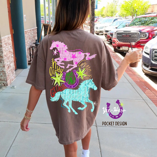 Y2K Preppy Horse Doodle | Digital Design | PNG | Sublimation | Retro Western | Country Trend Shirt
