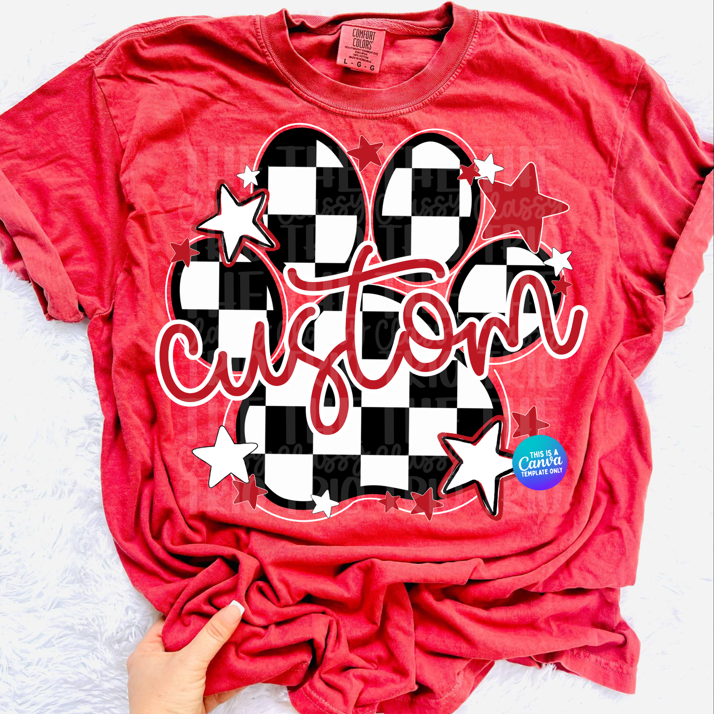 Checkered Paw Mascot Canva Template | Editable Team Shirt Design | Custom Sports Mascot Template | Sublimation & DTF Design