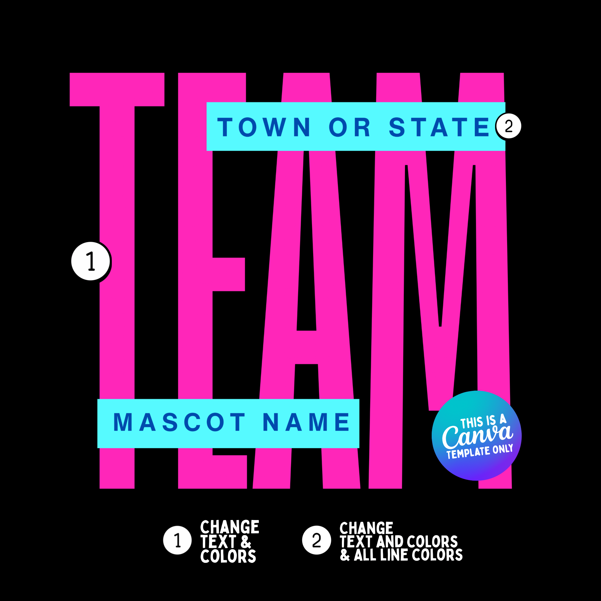 Mascot Text Canva Template | Editable Team Shirt Design | Custom Sport ...
