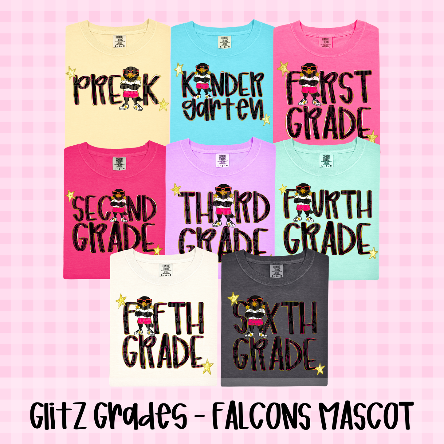 Glitz Falcon School Grades Bundle PNG | Preppy Design School Shirt PNG | Teacher | School Spirit Digital | Trendy