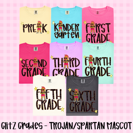 Glitz Trojan Spartan School Grades Bundle PNG | Preppy Design School Shirt PNG | Teacher | School Spirit Digital | Trendy