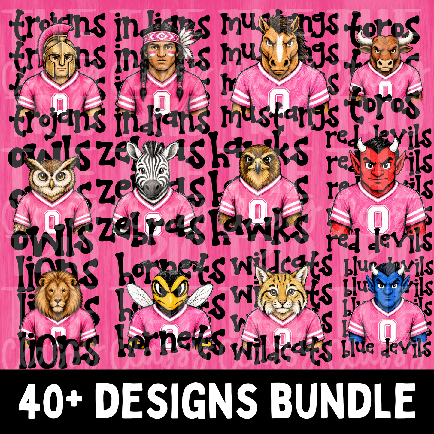 Pink Mascot Bundle PNG | Preppy Design School Shirt PNG | Teacher | School Spirit Digital | Trendy