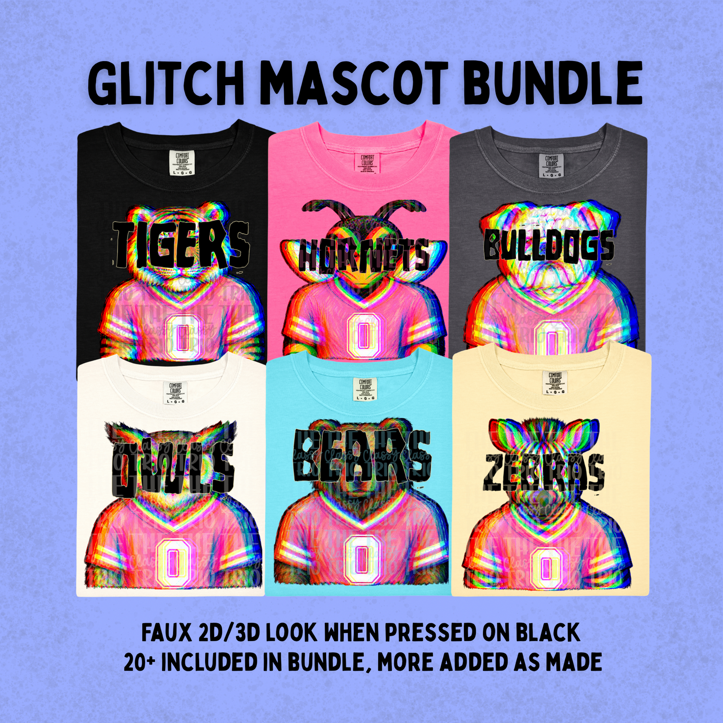 Glitch Mascot Faux 2d/3d Bundle PNG | Y2K Retro Design School Shirt PNG | Teacher | School Spirit Digital | Trendy