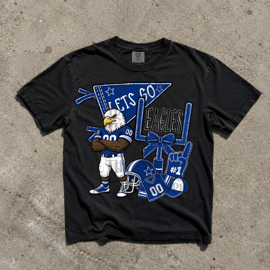Eagles Blue White Collage Football PNG | Sports Design School Shirt | School Spirit Digital | Trendy