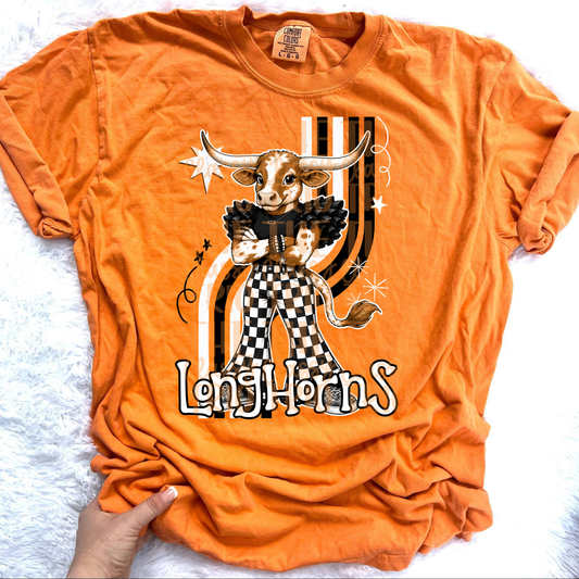Longhorns Retro Mascot PNG | Trendy Design School Shirt, Teacher, School Spirit Digital