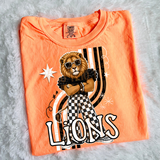 Lions Retro Mascot PNG | Trendy Design School Shirt, Teacher, School Spirit Digital